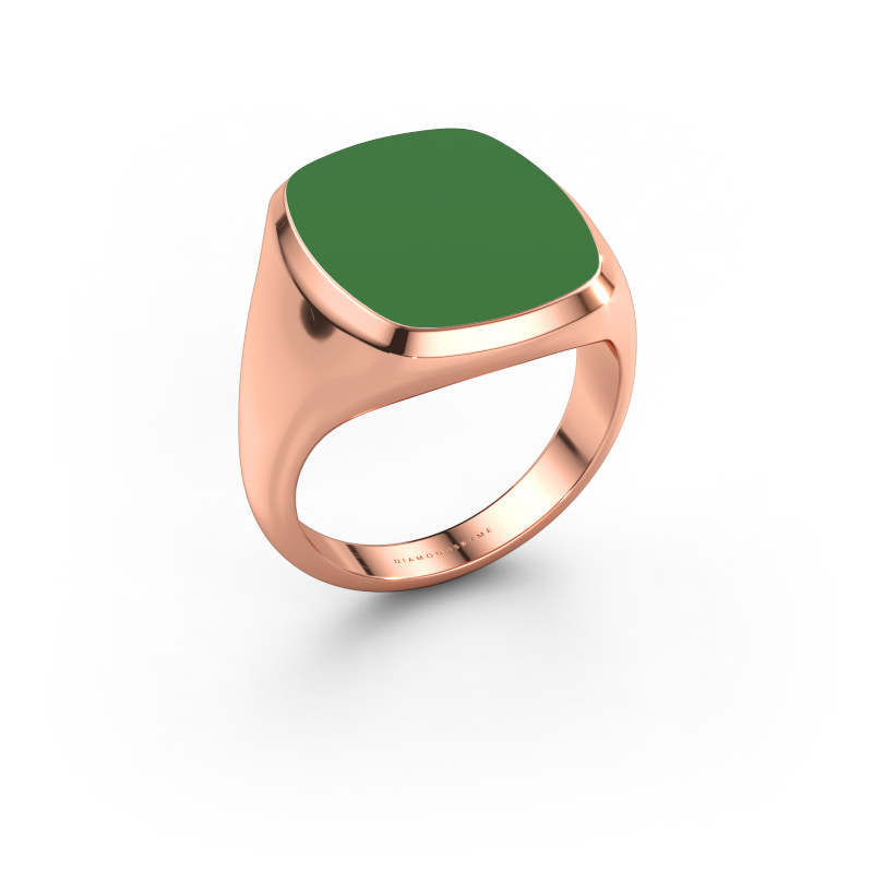 Immagine di Anello chevalier Benjamin 4 585 oro rosa Smalto verde 17x14 mm