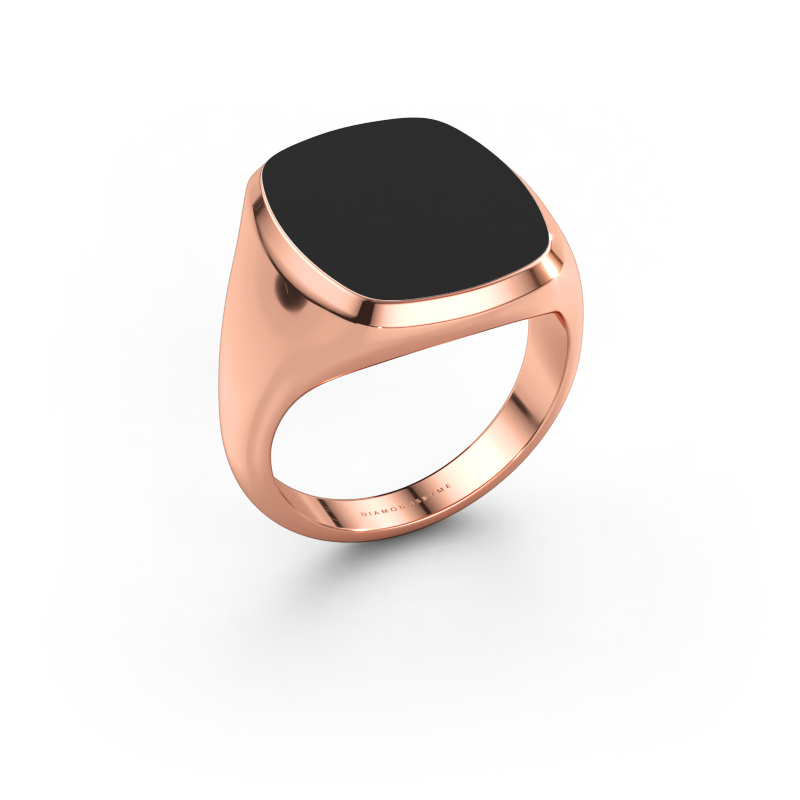 Afbeelding van Zegelring Benjamin 4 585 rosé goud Zwarte emaille 17x14 mm