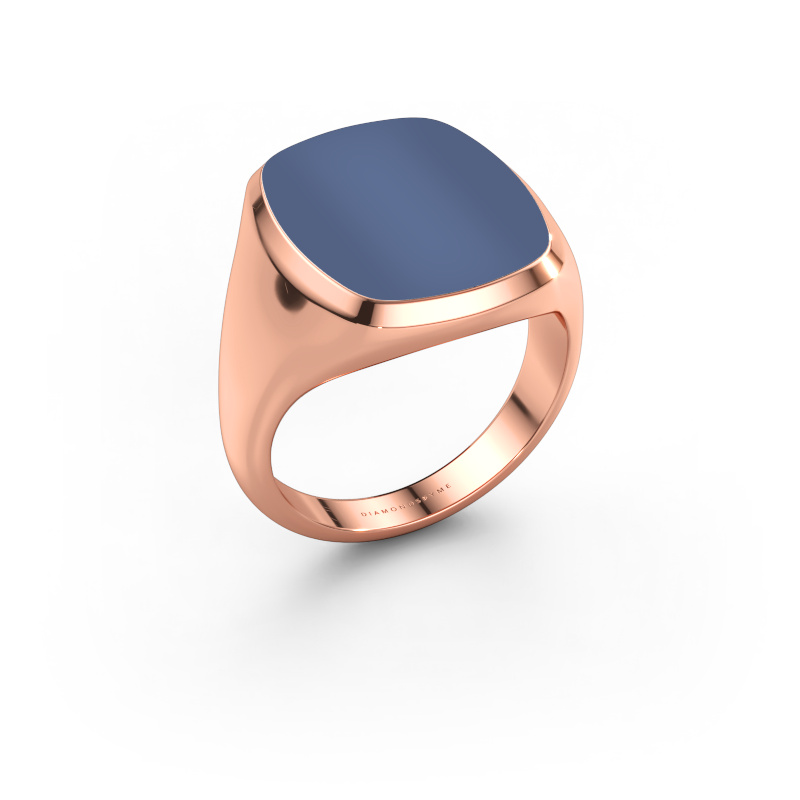 Image de Chevalière Benjamin 4 585 or rose Nicolo bleue 17x14 mm