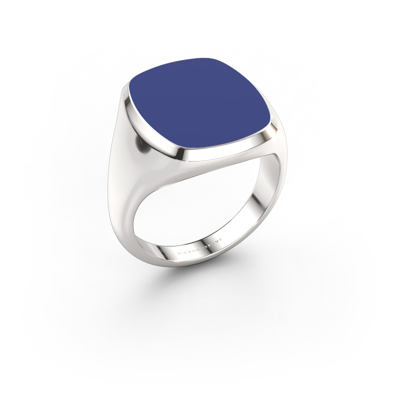 Afbeelding van Zegelring Benjamin 4 950 platina Blauwe emaille 17x14 mm