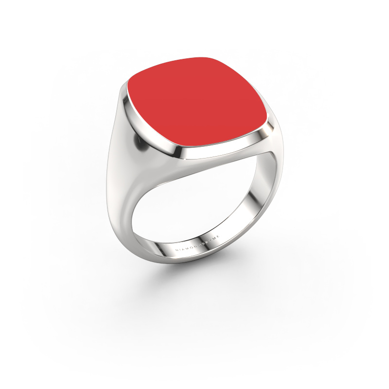 Image of Signet ring Benjamin 4 950 platinum Red enamel 17x14 mm