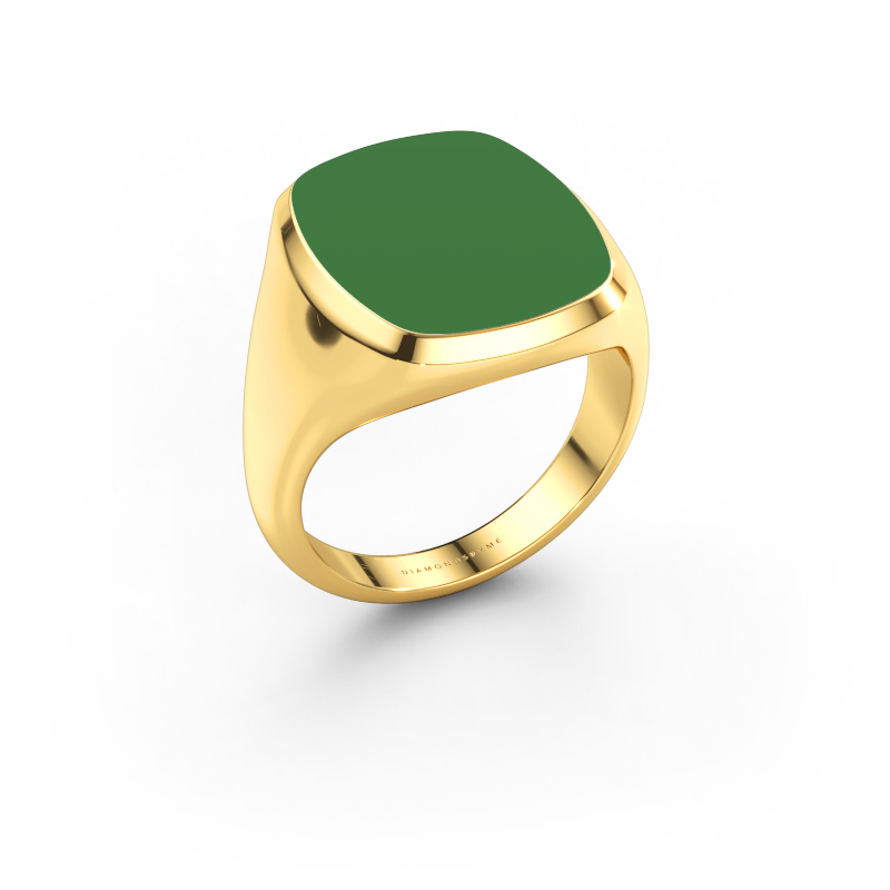 Afbeelding van Zegelring Benjamin 4 585 goud Groene emaille 17x14 mm