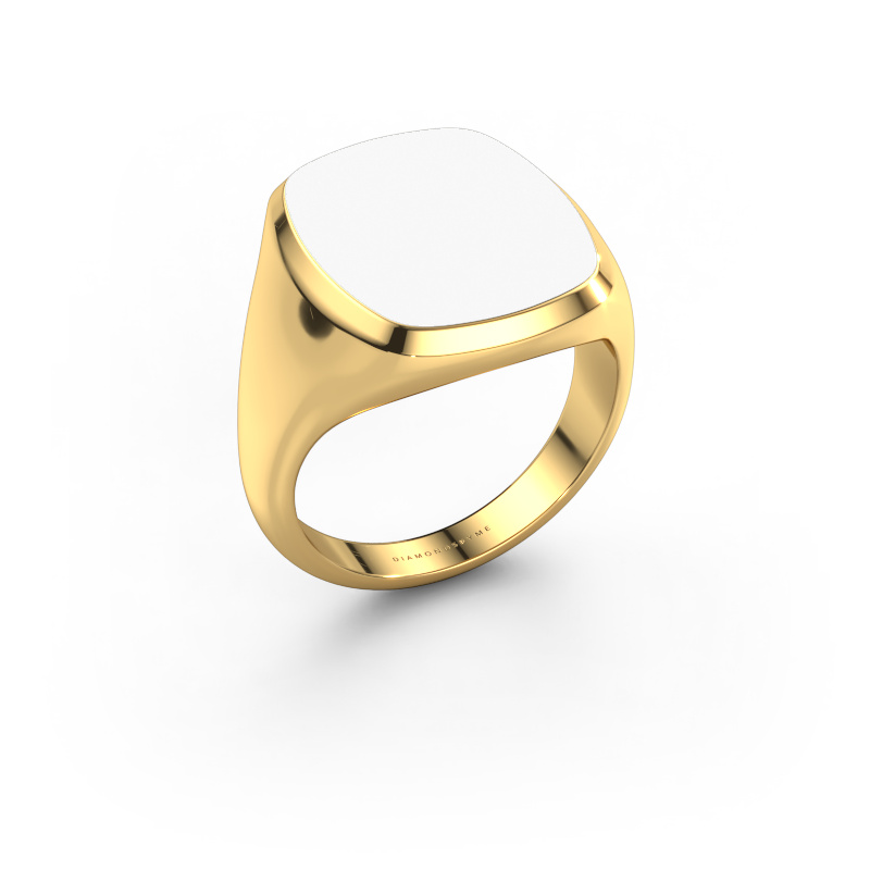 Afbeelding van Zegelring Benjamin 4 585 goud Witte emaille 17x14 mm