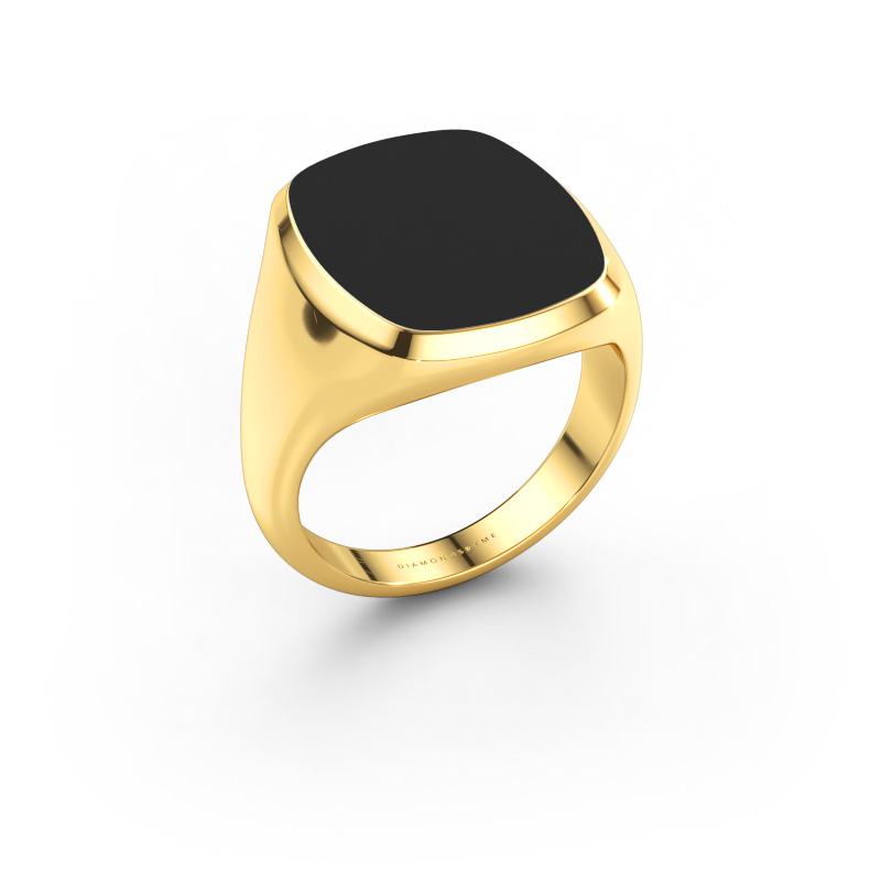 Immagine di Anello chevalier Benjamin 4 585 oro Smalto nero 17x14 mm