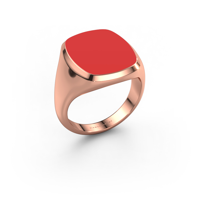 Image de Chevalière Benjamin 4 585 or rose émail rouge 17x14 mm