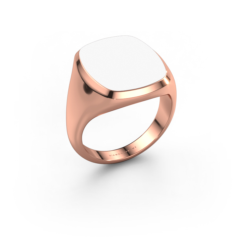 Afbeelding van Zegelring Benjamin 4 585 rosé goud Witte emaille 17x14 mm