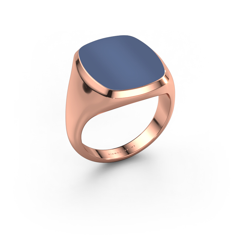 Bild von Siegelring Benjamin 4 585 Roségold Blau Lagenstein 17x14 mm