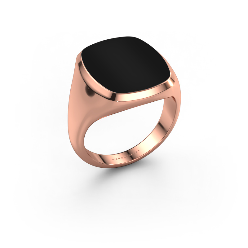 Image of Signet ring Benjamin 4 585 rose gold Onyx 17x14 mm