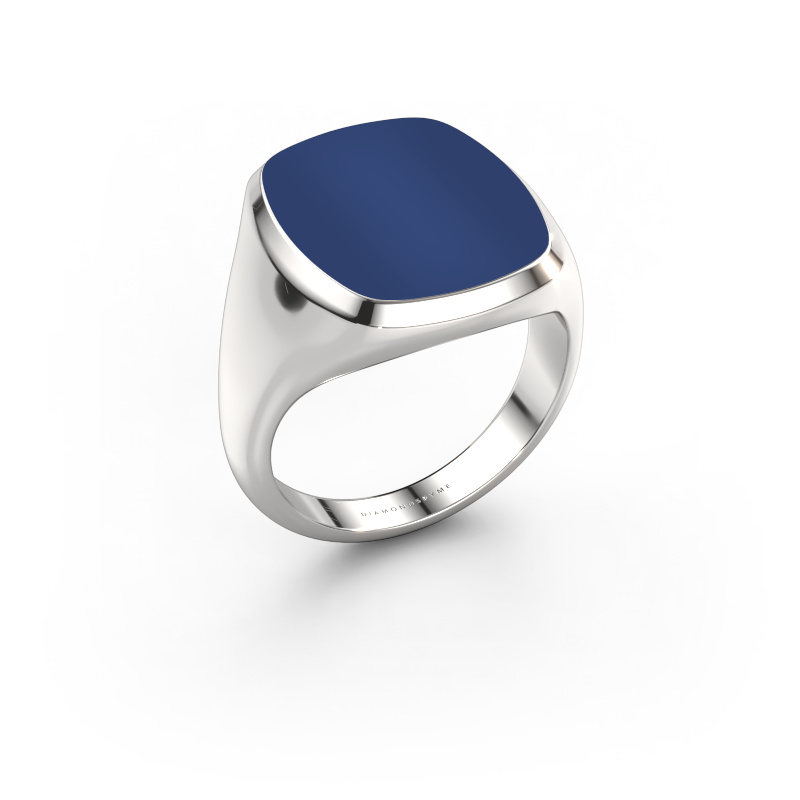 Image of Signet ring Benjamin 4 585 white gold Lapis 17x14 mm