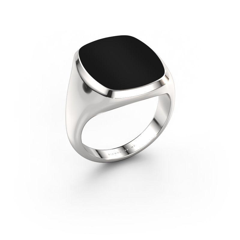 Image de Chevalière Benjamin 4 585 or blanc Onyx 17x14 mm