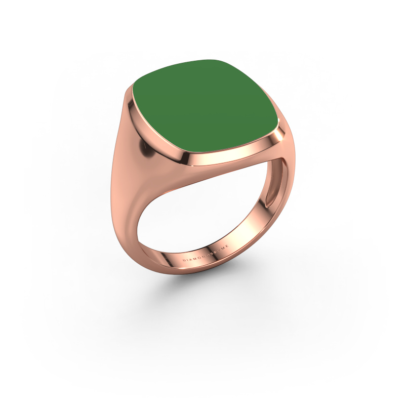 Image of Signet ring Benjamin 4 Light 585 rose gold Green enamel 17x14 mm