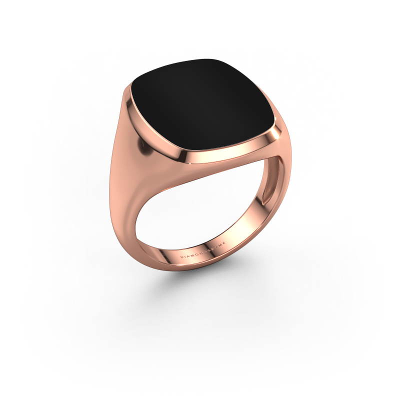Image of Signet ring Benjamin 4 Light 585 rose gold Onyx 17x14 mm