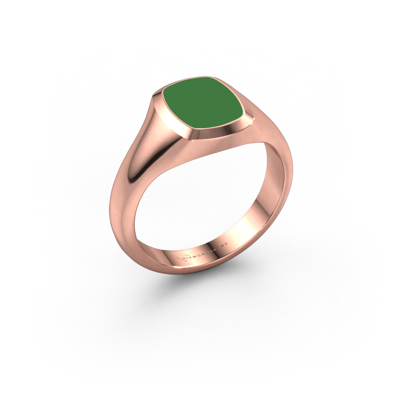 Afbeelding van Pink ring Benjamin 1 585 rosé goud Groene emaille 10x8 mm