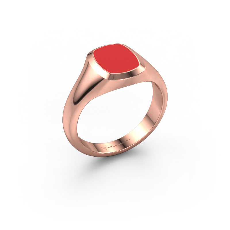 Bild von Pinky Ring Benjamin 1 585 Roségold Rot Emaille 10x8 mm