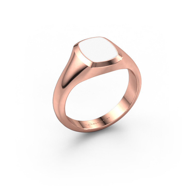 Image of Pinky ring Benjamin 1 585 rose gold White enamel 10x8 mm