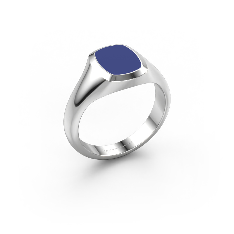 Bild von Pinky Ring Benjamin 1 950 Platin Blau Emaille 10x8 mm