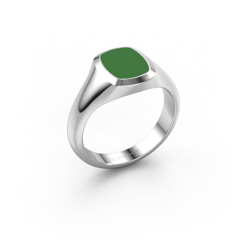 Image de Bague pinky Benjamin 1 585 or blanc émail vert 10x8 mm