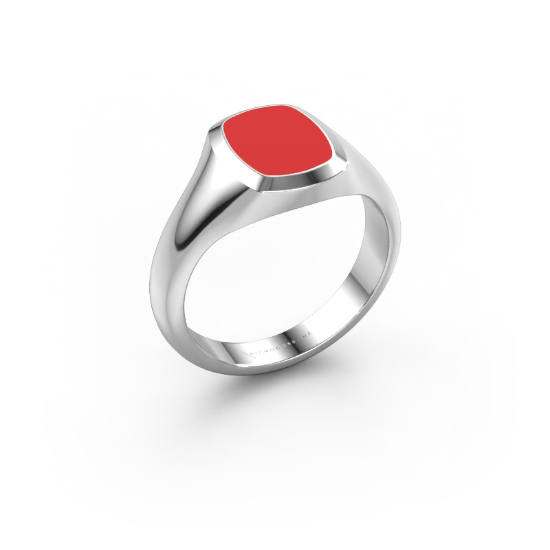 Image of Pinky ring Benjamin 1 585 white gold Red enamel 10x8 mm