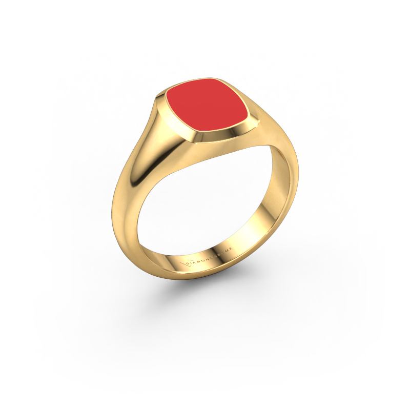Image de Bague pinky Benjamin 1 585 or jaune émail rouge 10x8 mm