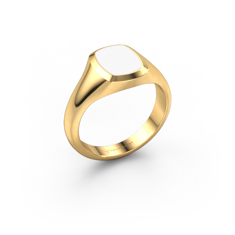 Bild von Pinky Ring Benjamin 1 585 Gold Weiße Emaille 10x8 mm