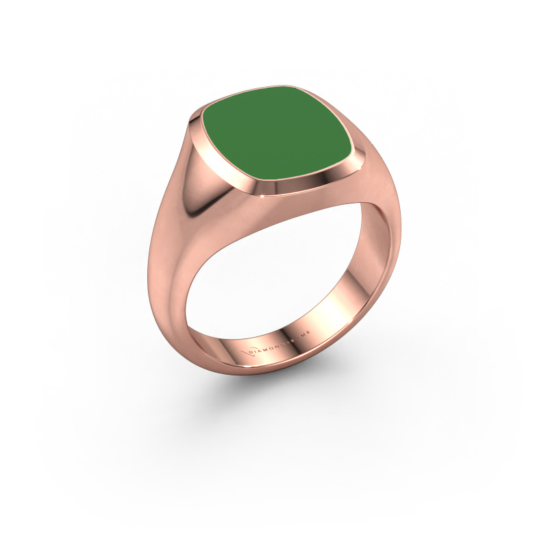 Bild von Siegelring Benjamin 2 585 Roségold Grüne Emaille 13x11 mm