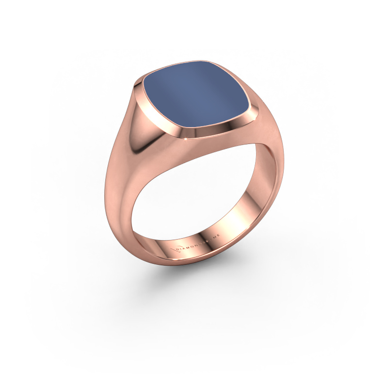 Image of Signet ring Benjamin 2 585 rose gold Blue sardonyx 13x11 mm