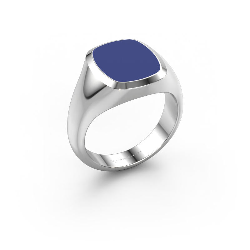 Bild von Siegelring Benjamin 2 950 Platin Blau Emaille 13x11 mm