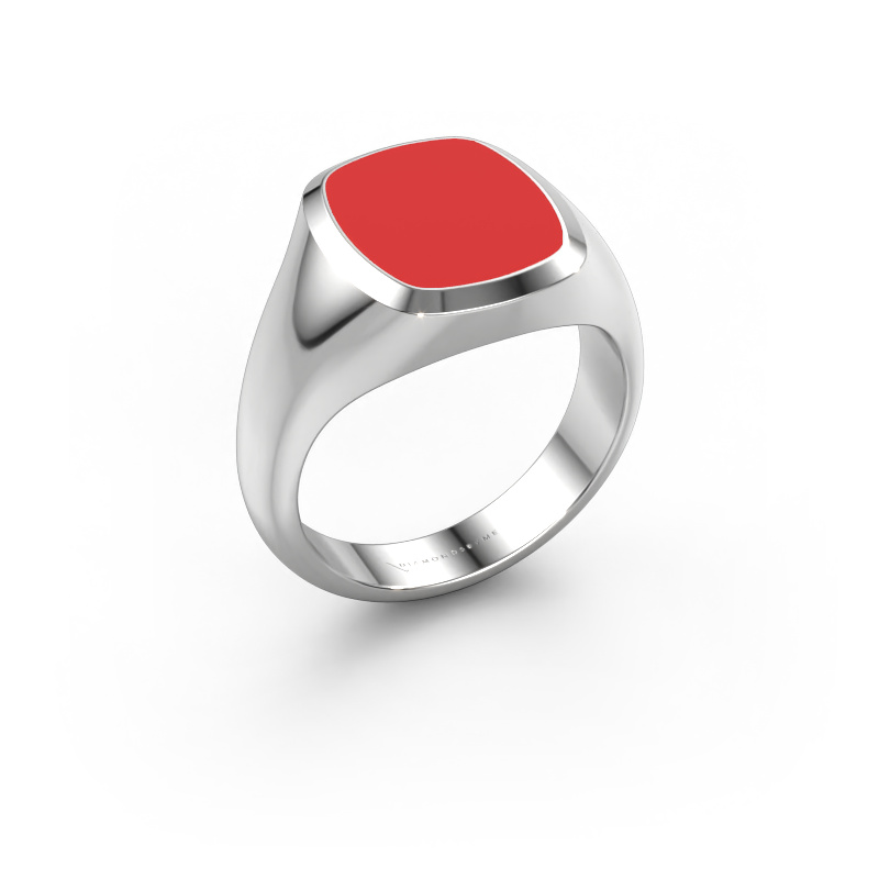 Bild von Siegelring Benjamin 2 950 Platin Rot Emaille 13x11 mm
