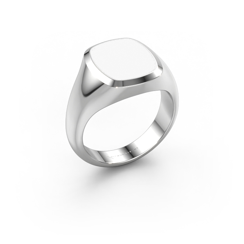 Image de Chevalière Benjamin 2 585 or blanc émail blanc 13x11 mm