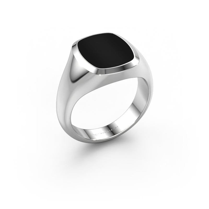 Image of Signet ring Benjamin 2 585 white gold Onyx 13x11 mm