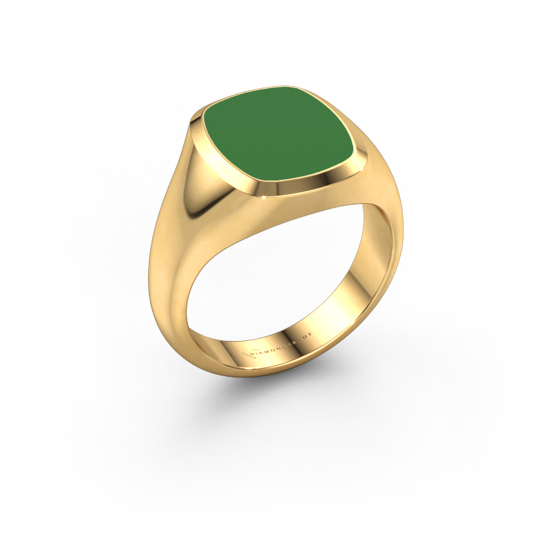 Image de Chevalière Benjamin 2 585 or jaune émail vert 13x11 mm