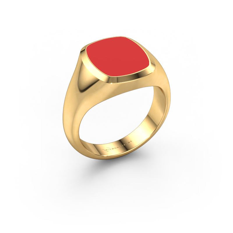 Image of Signet ring Benjamin 2 585 gold Red enamel 13x11 mm