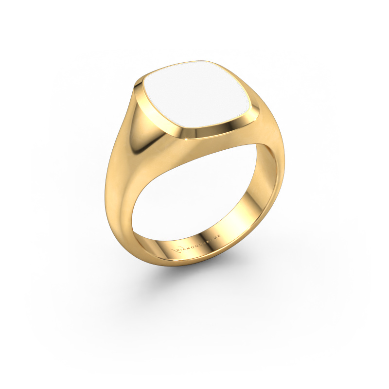 Image of Signet ring Benjamin 2 585 gold White enamel 13x11 mm
