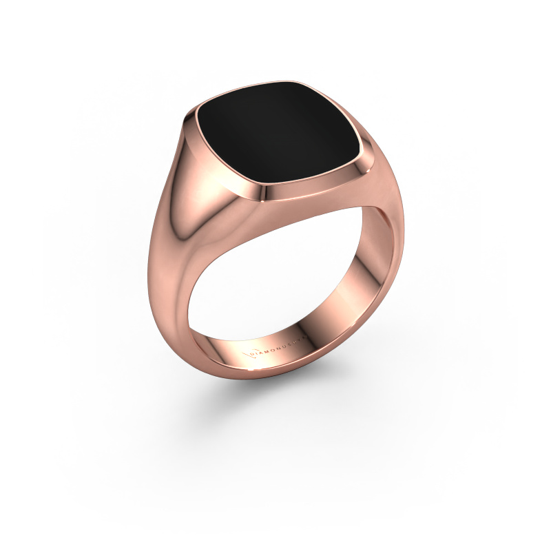 Image of Signet ring Benjamin 3 585 rose gold Onyx 14x12 mm