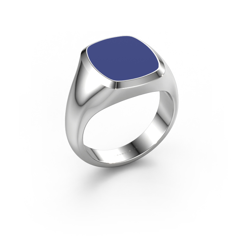 Image of Signet ring Benjamin 3 950 platinum Blue enamel 14x12 mm