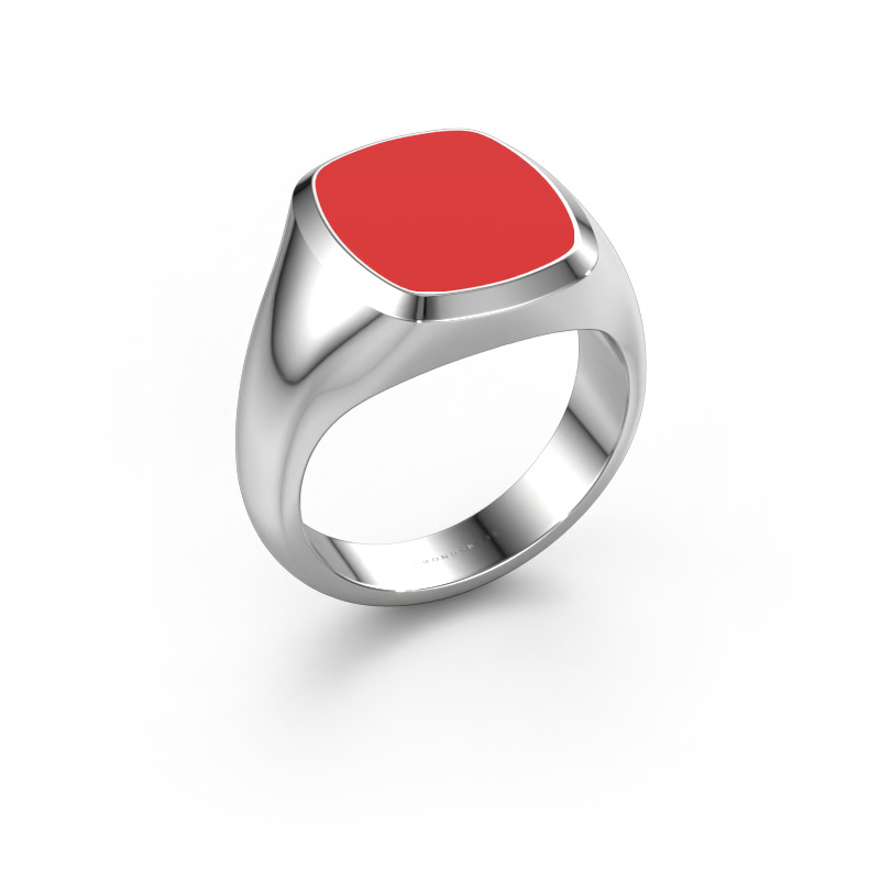 Bild von Siegelring Benjamin 3 950 Platin Rot Emaille 14x12 mm