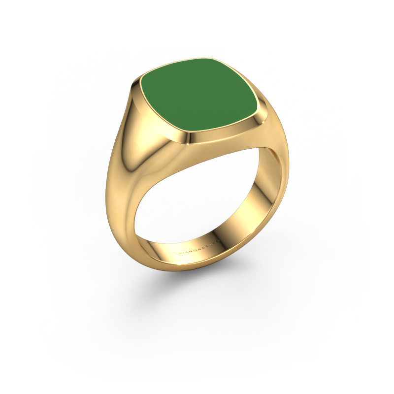 Image of Signet ring Benjamin 3 585 gold Green enamel 14x12 mm