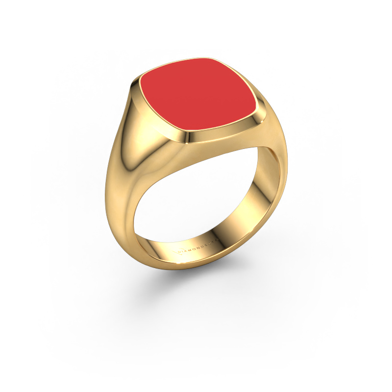 Image of Signet ring Benjamin 3 585 gold Red enamel 14x12 mm