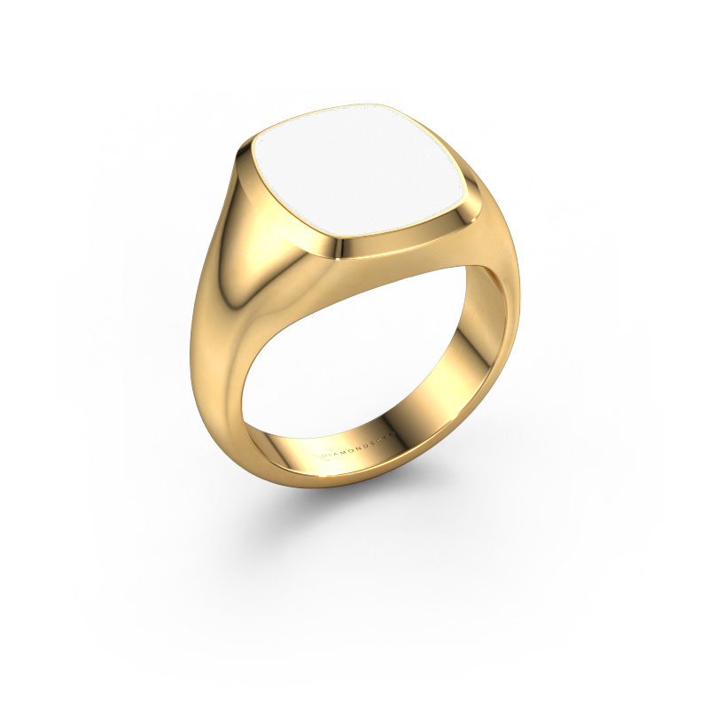 Image de Chevalière Benjamin 3 585 or jaune émail blanc 14x12 mm