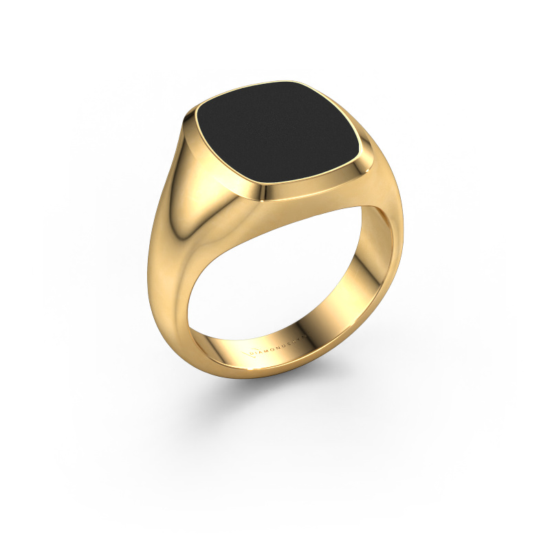 Image of Signet ring Benjamin 3 585 gold Black enamel 14x12 mm