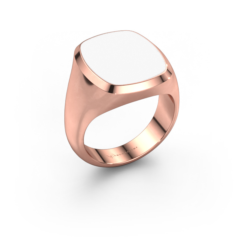 Bild von Siegelring Benjamin 4 585 Roségold Weiße Emaille 17x14 mm