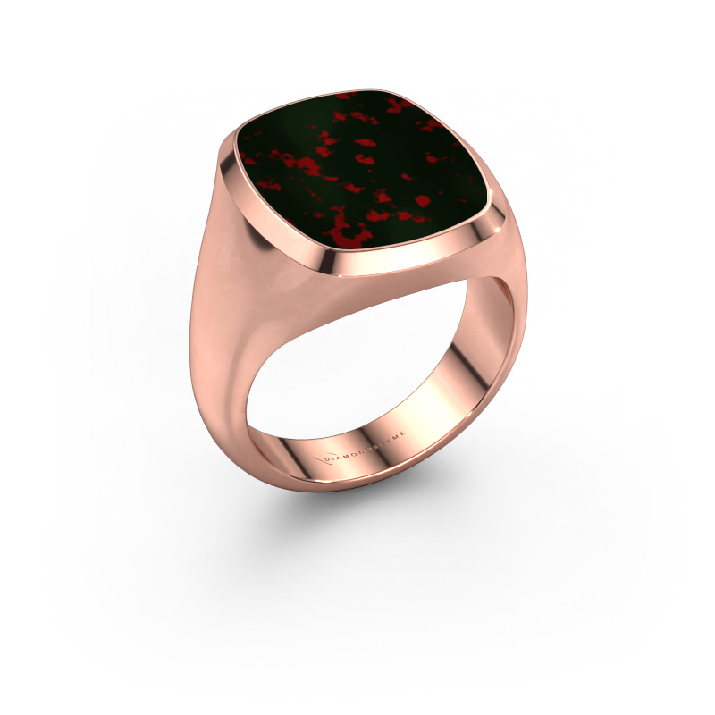 Image of Signet ring Benjamin 4 585 rose gold Bloodstone 17x14 mm