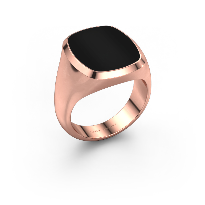 Image of Signet ring Benjamin 4 585 rose gold Onyx 17x14 mm