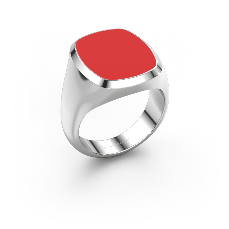 Image of Signet ring Benjamin 4 585 white gold Red enamel 17x14 mm