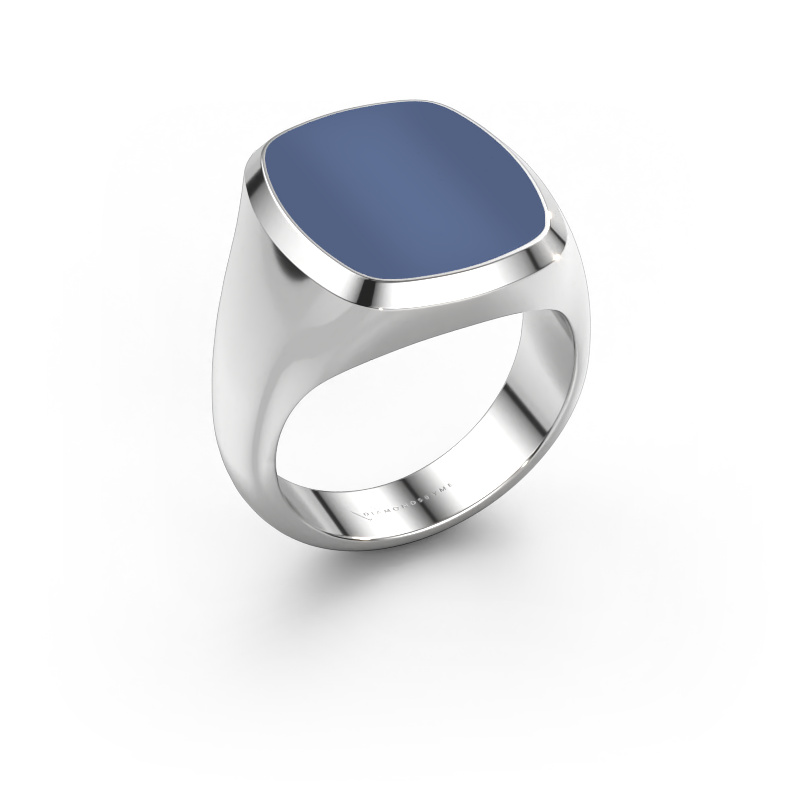 Image of Signet ring Benjamin 4 585 white gold Blue sardonyx 17x14 mm