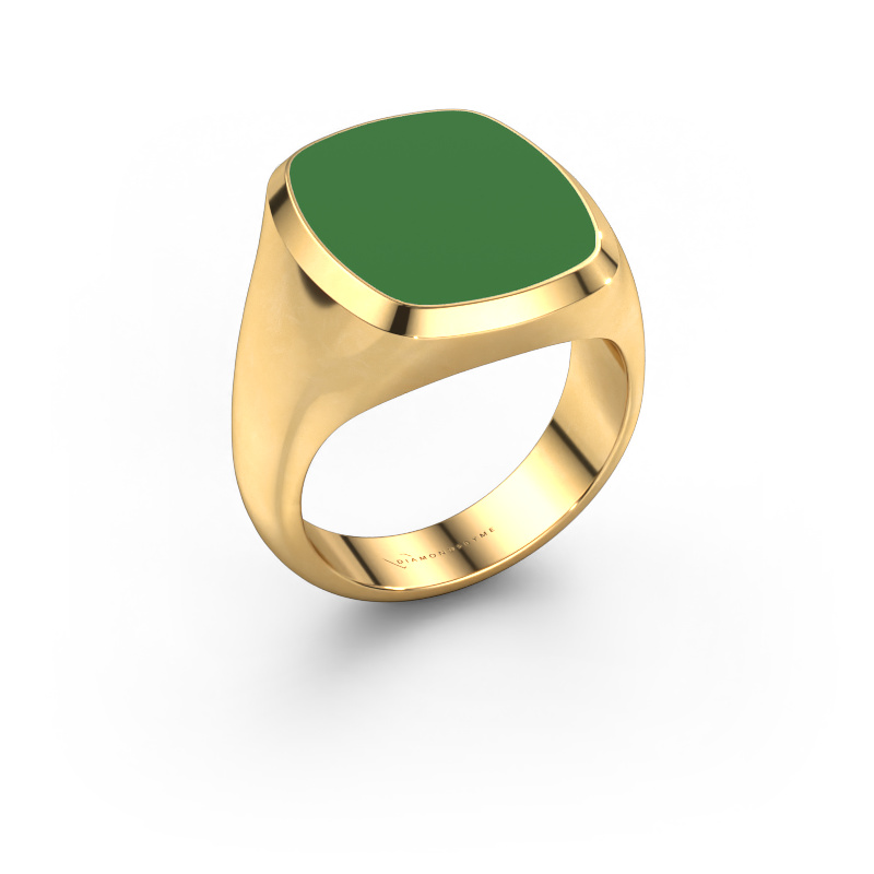 Bild von Siegelring Benjamin 4 585 Gold Grüne Emaille 17x14 mm