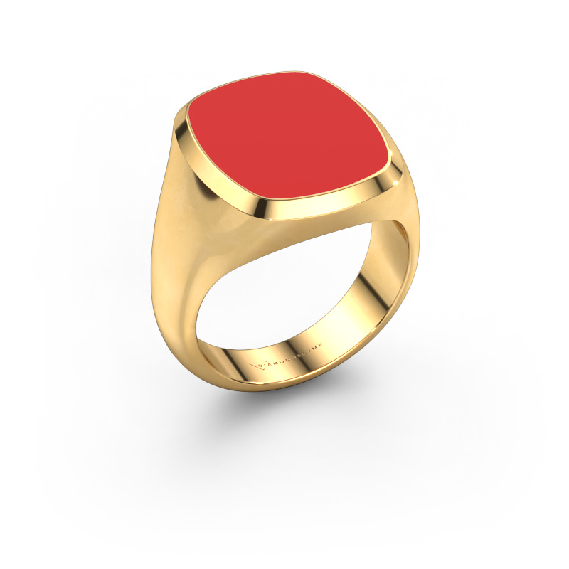 Image of Signet ring Benjamin 4 585 gold Red enamel 17x14 mm