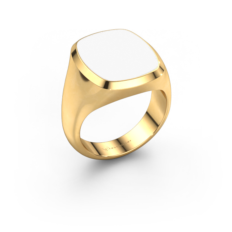 Bild von Siegelring Benjamin 4 585 Gold Weiße Emaille 17x14 mm