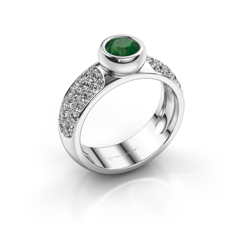 Afbeelding van Belofte ring Benthe 585 witgoud Smaragd 5 mm