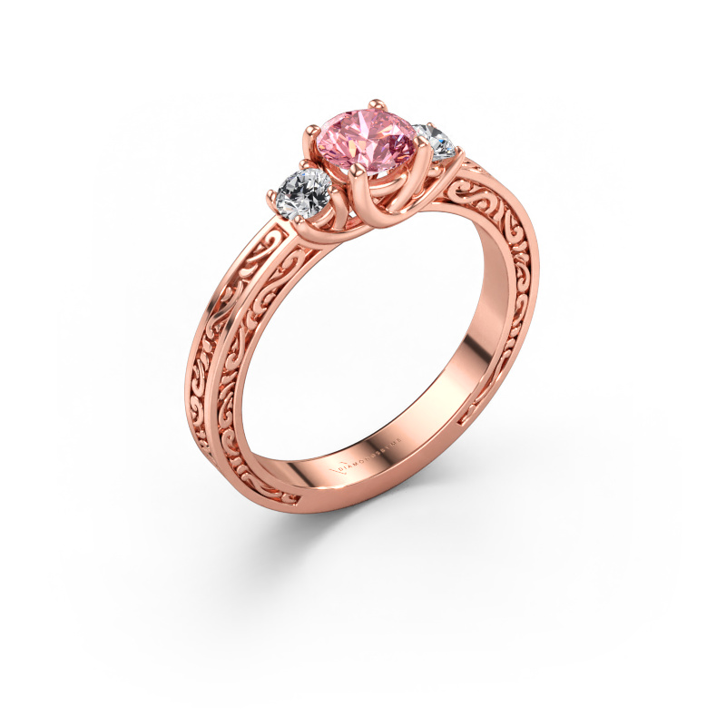 Image of Engagement ring Betty 1 585 rose gold Pink lab grown diamond 5 mm